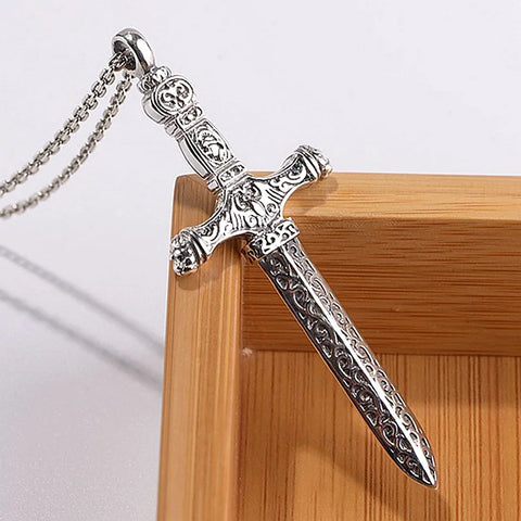 Real S925 Sterling Silver Pendants for Men Women New Fashion Eternal Vine Pattern Cross Sword Pure Argentum Amulet Jewelry Gifts