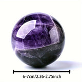 1pc Majestic Natural Amethyst Crystal Ball - Smoothly Polished Sphere for Aesthetic Home Decor - Enchanting Gemstone, Ideal Holiday Gift to Delight