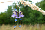 Sapphire Flower Earrings Floral Earrings Purple Earrings Boho Earrings Bohemian Jewelr