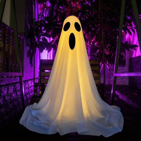 85CM Halloween Decor Light Strings Battery Front Porch Ghost Decorations Scary White Ghosts Stand Courtyard Halloween