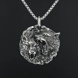 New 2 Lion Pendant  Punk Animal Stainless Steel Necklace