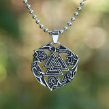 Viking Norse Mythology Valknut Charm Knot Pendant Necklace  Gift Choker Jewelry