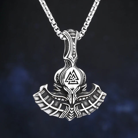 New Punk  Stainless Steel Good Polished Viking Warrior Valknut Rune Pendant Necklace  Fashion Party Gift