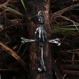 New Punk  Stainless Steel Gothic Death Cross style Skull Head Pendant For Men  Cool Punk Biker Jewelry Halloween Gift