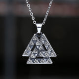 Viking Witch Celtic Knot Triangle Pendant Necklace  Stainless Steel Men Chain Odin Gothic Amulet Jewelry Party Gifts