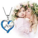 Mom Necklace for Mom 925 Sterling Silver Love Heart Pendant Necklace Birthstones Jewelry Blue Sapphire Pearl Simulated Diamond and More Stones Jewelry Women Birthday Mother'S Day on Clearance