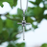 Stainless Steel Cross With Star Pendant Necklace Charm Unisex Personality Couple&Wedding  Jewelry Accessory Gift for Men