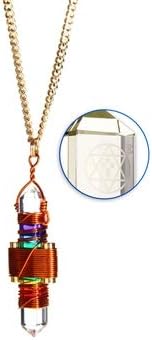 Crystal Pendant Necklace Healing Tool Etheric Weaver® Pyramid Cut Quartz Crystal Pendant Pendulum Worn at The Heart Center
