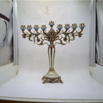 36cm Menorah Metal Candle Holder Jewish Candelabra 9 Bracnh Israel Canlestick