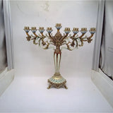 36cm Menorah Metal Candle Holder Jewish Candelabra 9 Bracnh Israel Canlestick