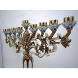 36cm Menorah Metal Candle Holder Jewish Candelabra 9 Bracnh Israel Canlestick