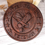 3D Engraved US Army Veterans Plaque American Flag Eagle Wall Decor Home Decor Statue and Sculpture American Idol Patriotic Gift