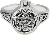 Sterling Silver Moon Pentacle Poison Locket Ring (sizes 5-12)