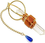 Crystal Wand Healing Tool - Sky Vajra Etheric Weaver Pendant with Magnets & Copper Wire - 4 1/2"