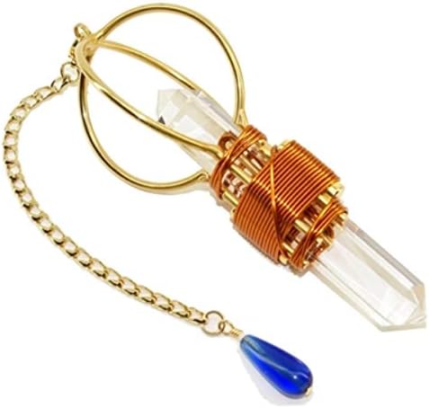Crystal Wand Healing Tool - Sky Vajra Etheric Weaver Pendant with Magnets & Copper Wire - 4 1/2"