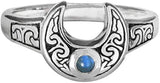 Sterling Silver Horned Moon Ring with Rainbow Moonstone (sz 5-12)