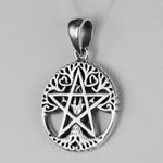 Sterling Silver Small Cut Out Tree Pentacle Pentagram Pendant