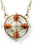 Crystal Healing Pendant - Sri Yantra Solar Form in 24K Gold Plate with Magnets & Copper Wire