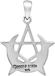 Sterling Silver Small Crescent Moon Pentacle Pentagram Pendant