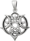 Sterling Silver Small Heart Pentacle Pentagram Pendant