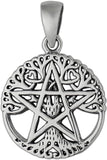 Sterling Silver Small Cut Out Tree Pentacle Pentagram Pendant