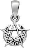 Sterling Silver Tiny Crescent Moon Pentacle Pentagram Pendant