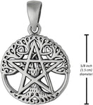 Sterling Silver Small Cut Out Tree Pentacle Pentagram Pendant