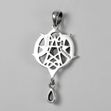 Sterling Silver Small Celtic Knot Heart Pentacle Pendant with Natural Rainbow Moonstone