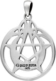 Sterling Silver Crescent Moon Pentacle Pentagram Pendant