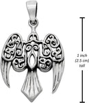 Sterling Silver Small Morrigan Raven Pendant