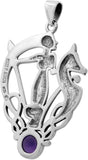 Sterling Silver Celtic Knot Morrigan Irish Goddess Pendant with Natural Amethyst