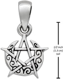 Sterling Silver Tiny Crescent Moon Pentacle Pentagram Pendant