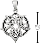 Sterling Silver Small Heart Pentacle Pentagram Pendant