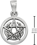 Sterling Silver Tiny Crescent Moon Pentacle Pendant