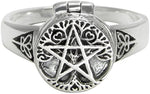 Sterling Silver Tree Pentacle Poison Locket Ring (sizes 5-12)