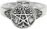 Sterling Silver Tree Pentacle Poison Locket Ring (sizes 5-12)