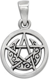 Sterling Silver Tiny Crescent Moon Pentacle Pendant