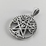 Sterling Silver Small Cut Out Tree Pentacle Pentagram Pendant