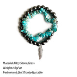 Western style jewelry imitation pearl multi-layer bracelet set turquoise beaded cross sunflower bracelet