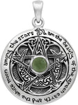 Sterling Silver Moldavite Moon Goddess Pentacle Pendant