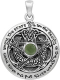 Sterling Silver Moldavite Moon Goddess Pentacle Pendant