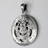 Sterling Silver Pentagram Cut Out Moon Pentacle Pendant; 1 Inch Diameter