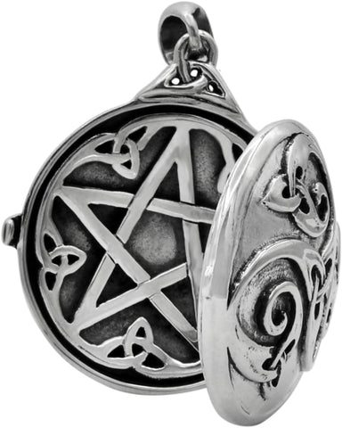 Sterling Silver Celtic Swirl with Hidden Pentacle Pentagram Locket