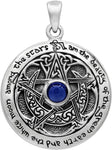 Sterling Silver Blue Sapphire Moon Goddess Pentacle Pendant