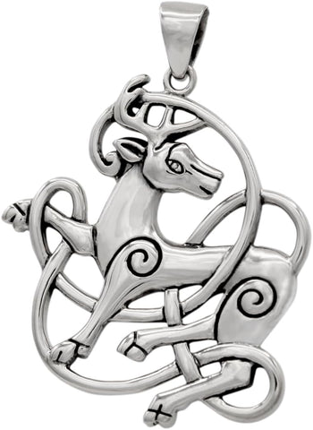 Sterling Silver Celtic Knot Stag Pendant