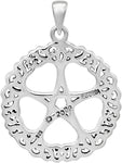 Sterling Silver Rose Pentacle Pentagram Pendant