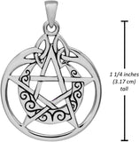 Sterling Silver Crescent Moon Pentacle Pentagram Pendant