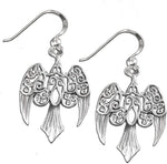 Sterling Silver Goddess Morrigan Raven Earrings