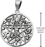 Sterling Silver Pagan God Cernunnos Pentacle Pentagram Pendant