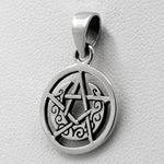 Sterling Silver Tiny Crescent Moon Pentacle Pendant